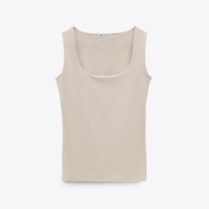 Zara L Beige Wide Strap Tank Top